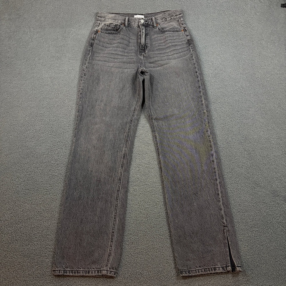 Cello Jeans Womens 9 Gray WV18059S-GRY Straight Leg High Rise Side Slit Denim